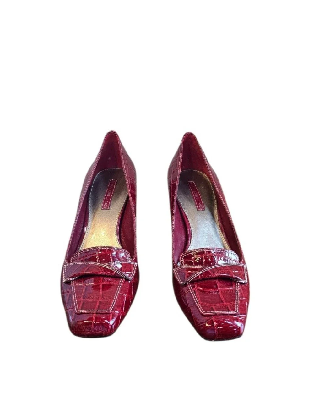 Bandolino Red Croc Embossed Patent Leather Kitten Heel Pumps 9.5